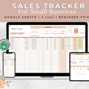 Sales Tracker Spreadsheet, Google Sheets Sales Tracker, Online Sales Dashboard, Profit tracker, Small Business Sales Report, Business