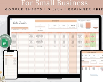 Sales Tracker Spreadsheet, Google Sheets Sales Tracker, Online Sales Dashboard, Profit tracker, Small Business Sales Report, Business