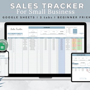 Sales Tracker Spreadsheet, Google Sheets Sales Tracker, Online Sales Dashboard, Profit tracker, Small Business Sales Report, Business
