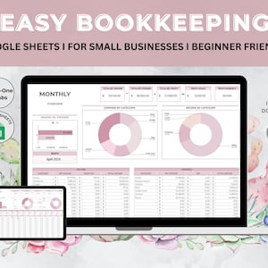 Small Business Bookkeeping Template, Easy Finance Spreadsheet, Income and Expense Tracker, Profit and Loss | Accounting Google Sheets