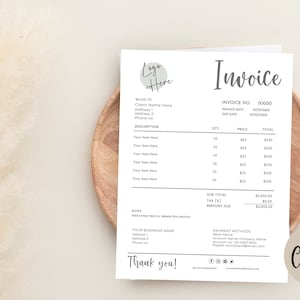 Invoice Template I Small Business Invoice I Minimalist Business Template I Invoice Editable I Printable BIlling form I Service Invoice