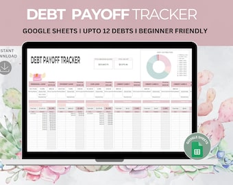 Debt Payoff Tracker Google Sheets Budget,  Debt Spreadsheet , Financial Tracker, Debt Payment Tracker, Finance Organizer