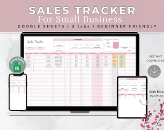 Sales Tracker Dashboard Google Sheets  Spreadsheet for Small business, Profit tracker, Online Sales , Small Business Sales report