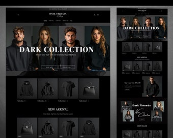 Shopify Theme Clothing, Shopify Website for Boutique, Black Shopify Templates,Website Design, Shopify Theme, Clothing website template