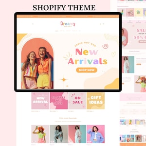 Tema Shopify, modello di sito web Shopify per boutique, modello Shopify rosa, modello di sito web Shopify, tema pesca, femminile, minimale e carino