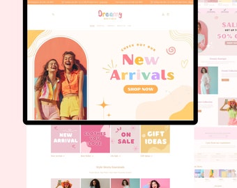 Tema de Shopify, plantilla de sitio web de Shopify para boutique, plantilla de Shopify rosa, plantilla de sitio web de Shopify, tema melocotón, femenino, minimalista y bonito