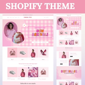 Shopify Theme, Shopify Website for Boutique, Pink Shopify Templates, Shopify Website Design, Shopify Theme, Apparel Store, Fashion Shop