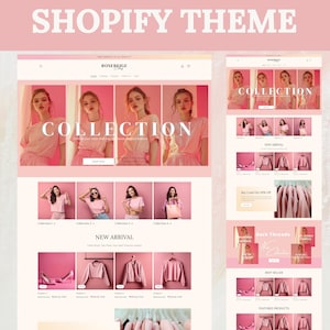 Shopify Theme Clothing, Shopify Website template for Boutique, Pink Shopify Templates, Shopify Website Design, Shopify Theme, Shopify Banner
