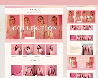 Shopify Theme Clothing, Shopify Website template for Boutique, Pink Shopify Templates, Shopify Website Design, Shopify Theme, Shopify Banner