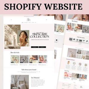Beauty Shopify Theme, Shopify Website for Beauty, Shopify Templates, Website Design, Feminine, Minimal & Cute Design, Cosmetic website Theme