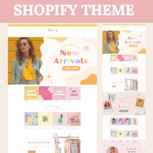 Tema Shopify per boutique, modello di sito web Shopify, modello Shopify rosa, modello di sito web Shopify, tema pesca, femminile, minimale e carino