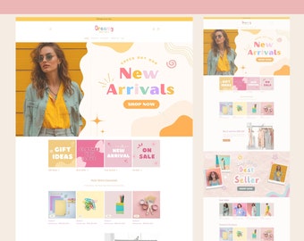Tema de Shopify para boutique, plantilla de sitio web de Shopify, plantilla de Shopify rosa, plantilla de sitio web de Shopify, tema de melocotón, femenino, minimalista y bonito
