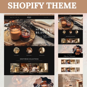 Shopify Theme for Candle, Shopify Website Template, Black Shopify Template, Aesthetic Shopify, Shopify Store Banner, Candle Business Website