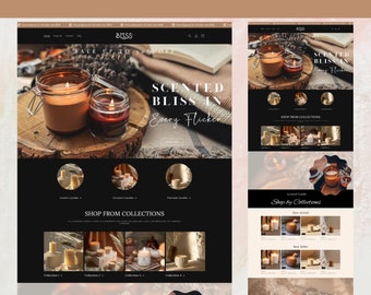 Shopilly Theme für Kerze, Shopigny Website Vorlage, Schwarz Shopifxy Template, Ästhetisches Shopifiy, Shop heraus Shop Banner, Candle Business Website