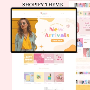 Tema Shopify, modello di sito web Shopify per boutique, modello Shopify rosa, modello di sito web Shopify, tema pesca, femminile, minimale e carino