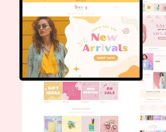 Tema de Shopify, plantilla de sitio web de Shopify para boutique, plantilla de Shopify rosa, plantilla de sitio web de Shopify, tema melocotón, femenino, minimalista y bonito