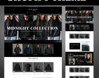 Shopify Theme Clothing, Shopify Website for Boutique, Black Shopify Templates,Website Design, Shopify Theme, Clothing website template