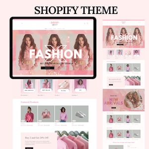 Boutique Shopify Theme, Shopify Website template for Boutique, Pink Shopify Templates, Shopify Website Design, Shopify Theme, Shopify Banner