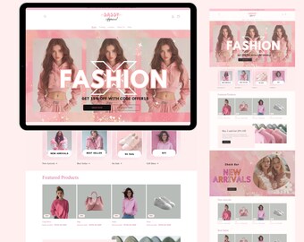 Tema Shopify per boutique, modello di sito web Shopify per boutique, modelli Shopify rosa, progettazione di siti web Shopify, tema Shopify, banner Shopify