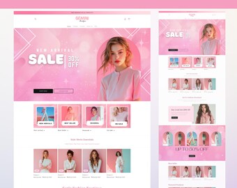 Tema Shopify, modello di sito Web Shopify per boutique, modelli Shopify rosa, progettazione di siti Web Shopify, tema Shopify, banner Shopify