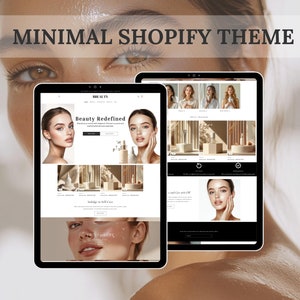 Minimalist Shopify Theme Beauty, Black Shopify Website for Skincare, Cosmetics Shopify template, Website templates, Boutique Skincare
