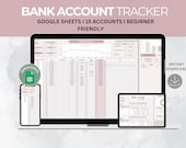 Bank Account Tracker, Google Sheets Financial Tracker, Savings Planner, Credit Card Tracker, Bank Info, Financer Organizer