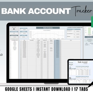 Bank Account Tracker, Kreditkarten-Tracker, Bankkonteninformationen, Google Sheets Budget, Bankkontenlog