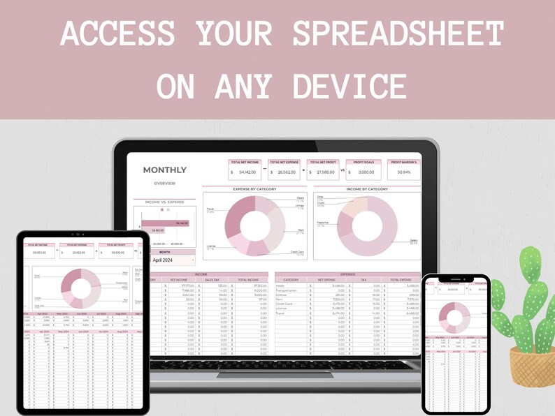 Easy Bookkeeping Spreadsheet for Small Business Template, Income and Expense Tracker, Profit and Loss  Accounting Google Sheets, Sales Tax