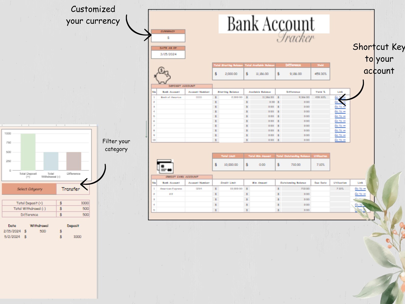 Bank Account, Spreadsheet Tracker, Google Sheets Financial Tracker ...