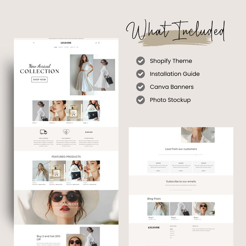 Shopify Theme, Boutique Shopify Website Store, Minimalist Shopify Template, Website Design ...