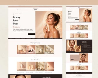 Minimalist Shopify Theme, Shopify Website for Beauty, Pink Shopify Templates, Website Design Feminine, Beauty website Theme Website template