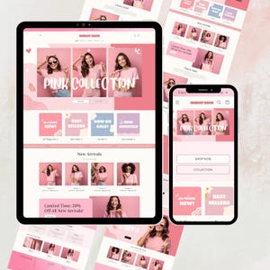 Shopify Theme, Shopify Website for Boutique, Pink Shopify Templates, Shopify Website Design, Shopify Theme, Minimalist & Cute Feminine Theme