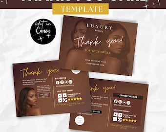 Luxury Brown Beauty Business Thank You Card Template, Canva Editable, Printable Salon, Spa, Skincare, Makeup Artist Appreciation, Business