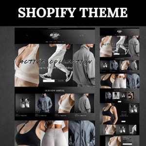 May include: A website homepage for a clothing store called "Black Wave". The website features a black and white color scheme with a focus on activewear. The homepage features a banner image of a woman wearing a white sports bra and black leggings, with the text "Active Collection" and "Up to 30% Off This Holiday!" The homepage also features a section for "Our New Arrival" and a section for "Shop By Collection".