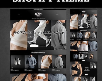 Tema negro de Shopify, sitio web de Shopify para boutique, plantillas de Shopify, plantillas de sitios web, diseño web, tema de Shopify, sitio web de ropa