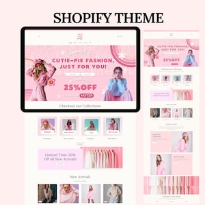 Shopify Theme , Shopify Website template for Boutique, Pink Shopify Templates, Shopify Website Design, Shopify Theme, Shopify Banner