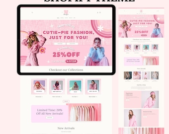 Tema Shopify, modello di sito Web Shopify per boutique, modelli Shopify rosa, progettazione di siti Web Shopify, tema Shopify, banner Shopify
