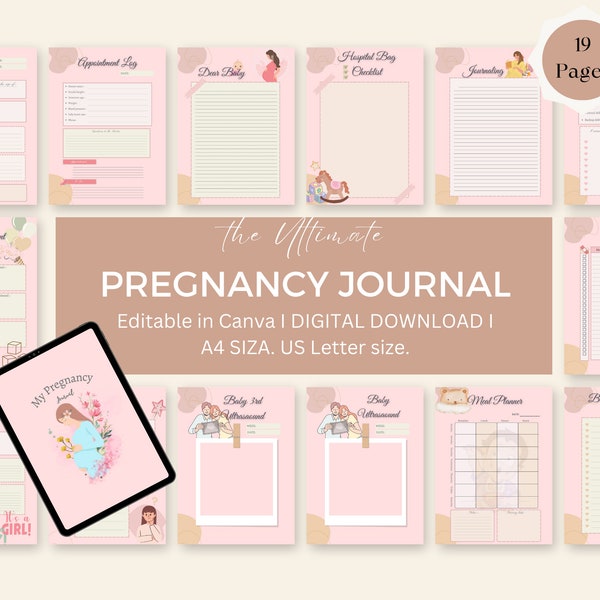 Pregnancy Journal for Expecting Gift for Mom I Hospital Bag Kit Checklist I Pregnant Mom Gift