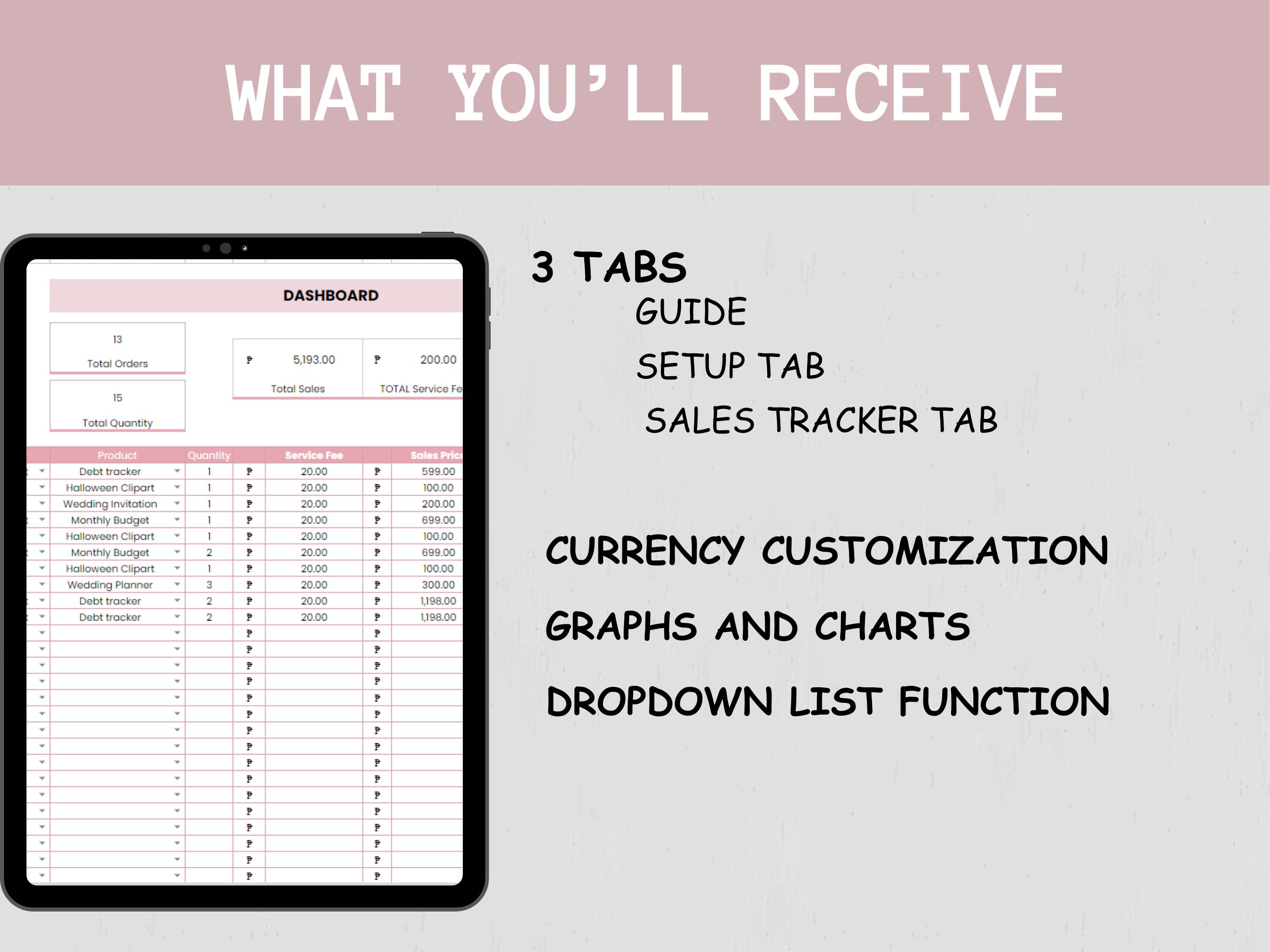 Sales Tracker Dashboard Google Sheets Spreadsheet for Small Business ...