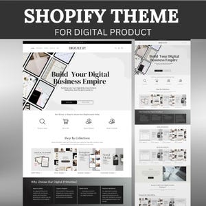 Shopify Theme Digital Products, Shopify Website Template, Black Shopify Templates, Website templates, Shopify Store Banner, Shopify Template