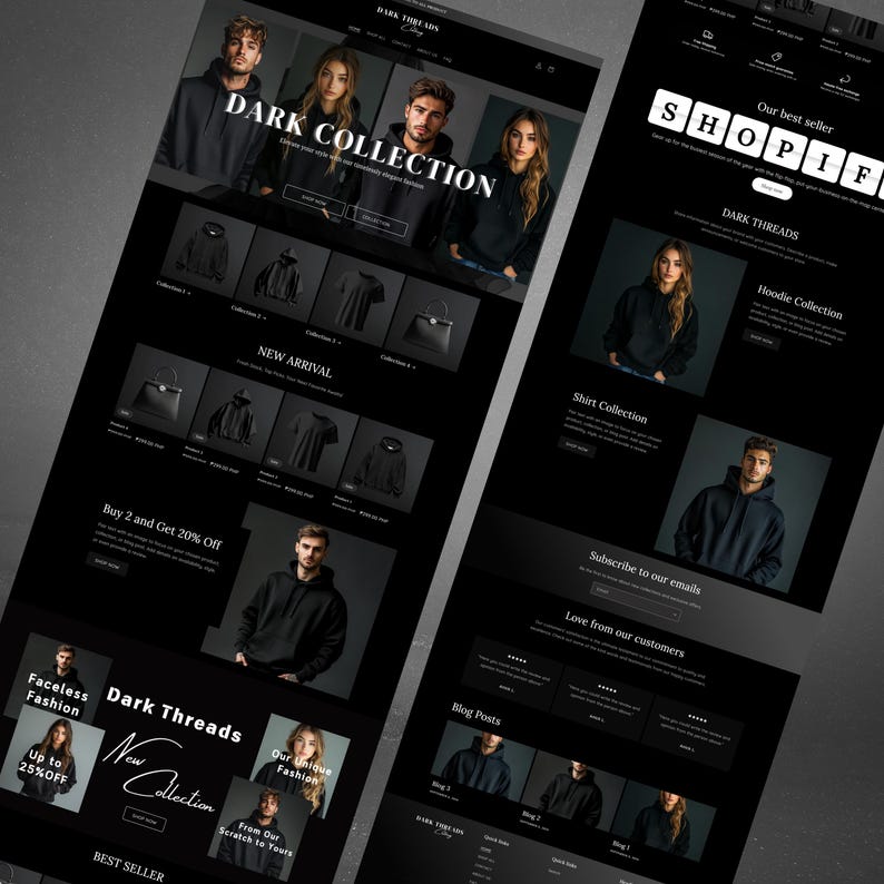 Shopify Theme Clothing, Shopify Website for Boutique, Black Shopify Templates,Website Design, Shopify Theme, Clothing website template