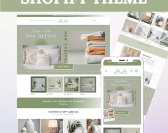 Sage Shopify Theme, Website template for Boutique, Olive Shopify Store , Gift Boutique,  Furniture Website Design, Ecommerce business