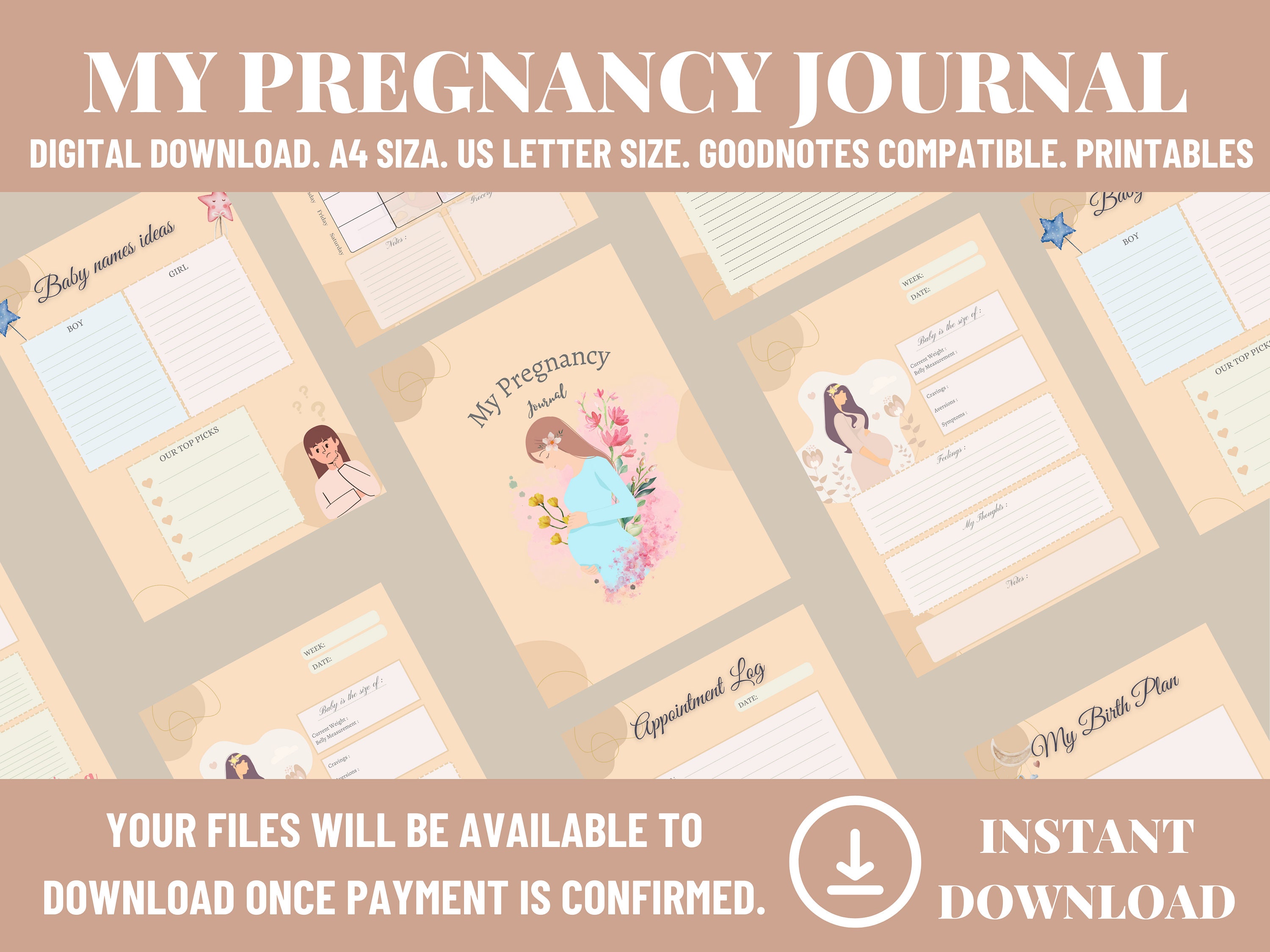 Printable Pregnancy Planner Printable Pregnancy Journal , Hospital Bag ...
