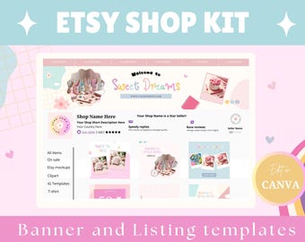 Etsy Shop Kit Template, Sweet dreams Etsy Banners, Etsy Shop Bundle, Etsy Store Listing Design, Cute and Creative Design