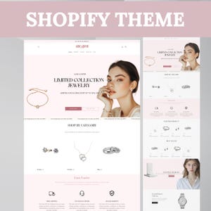 Shopify Jewelry Theme, Pink Shopify Theme Jewelry Store Template, Website Theme for Jewelry, Shopify Template, Shopify Jewelry, Luxury Theme