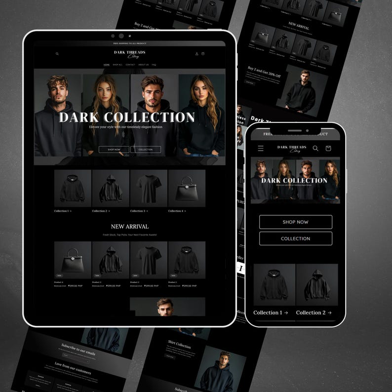 Shopify Theme Clothing, Shopify Website for Boutique, Black Shopify Templates,Website Design, Shopify Theme, Clothing website template
