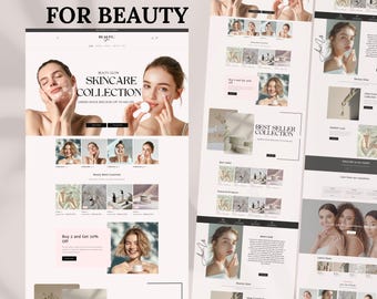 Skin Care Shopify Theme, Shopify Website Template, Beauty Shopify Templates Website Design, Feminine, Minimalist & Aesthetic Design