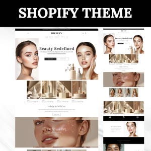 Shopify Theme Beauty, Shopify Website for Beauty Skincare, Cosmetics Shopify template, Website templates, Black Shopify, Boutique Skincare