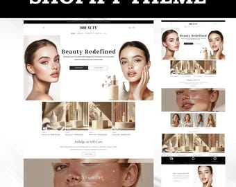 Shopify Theme Beauty, Shopify Website for Beauty Skincare, Cosmetics Shopify template, Website templates, Black Shopify, Boutique Skincare