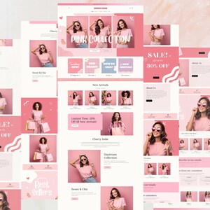 Shopify Theme, Shopify Website for Boutique, Pink Shopify Templates, Shopify Website Design, Shopify Theme, Minimalist & Cute Feminine Theme